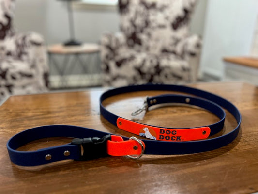 Dog Dock Leash - Navy & Orange